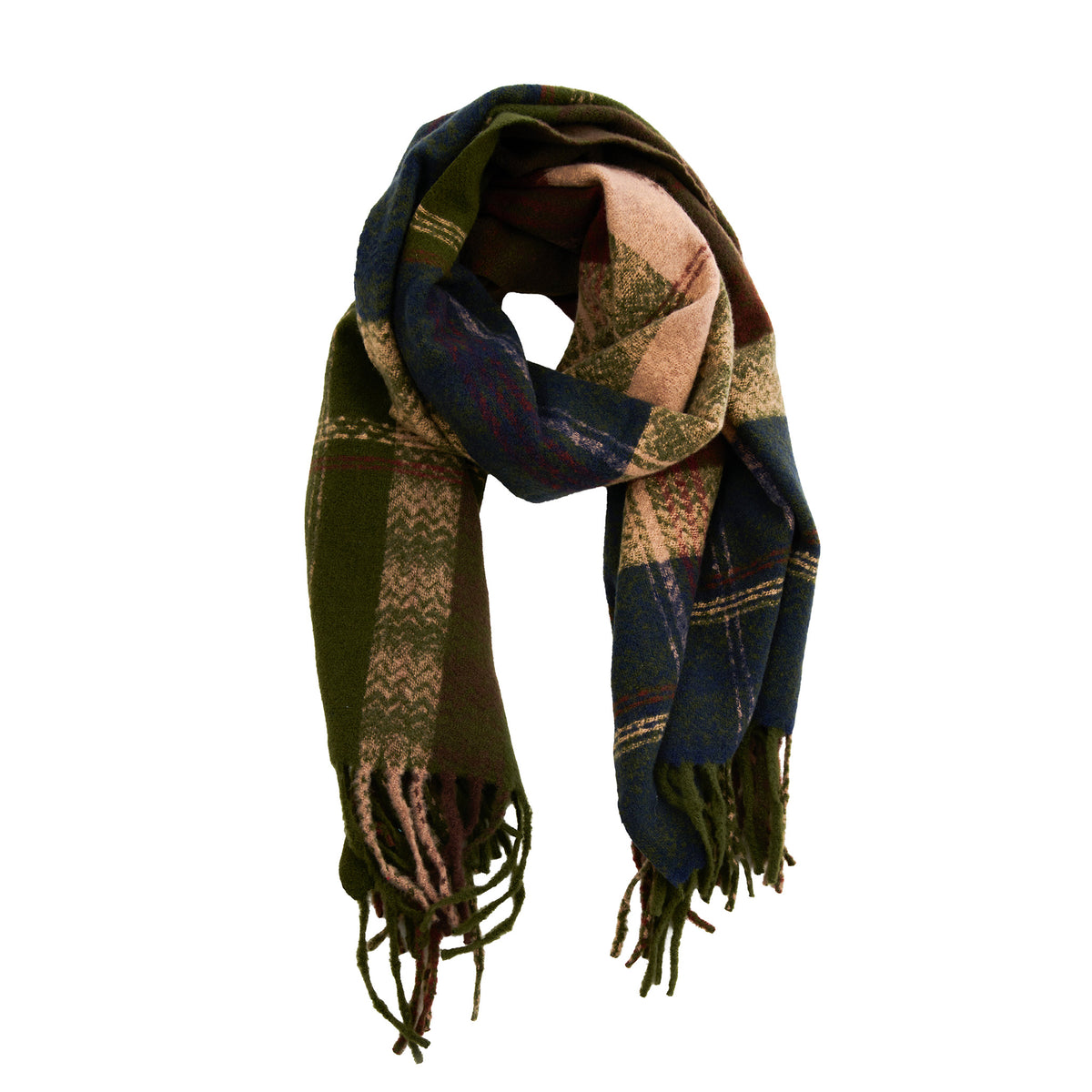 Plaid Scarf Fringe Tartan Brushed Acrylic Callen Wrap