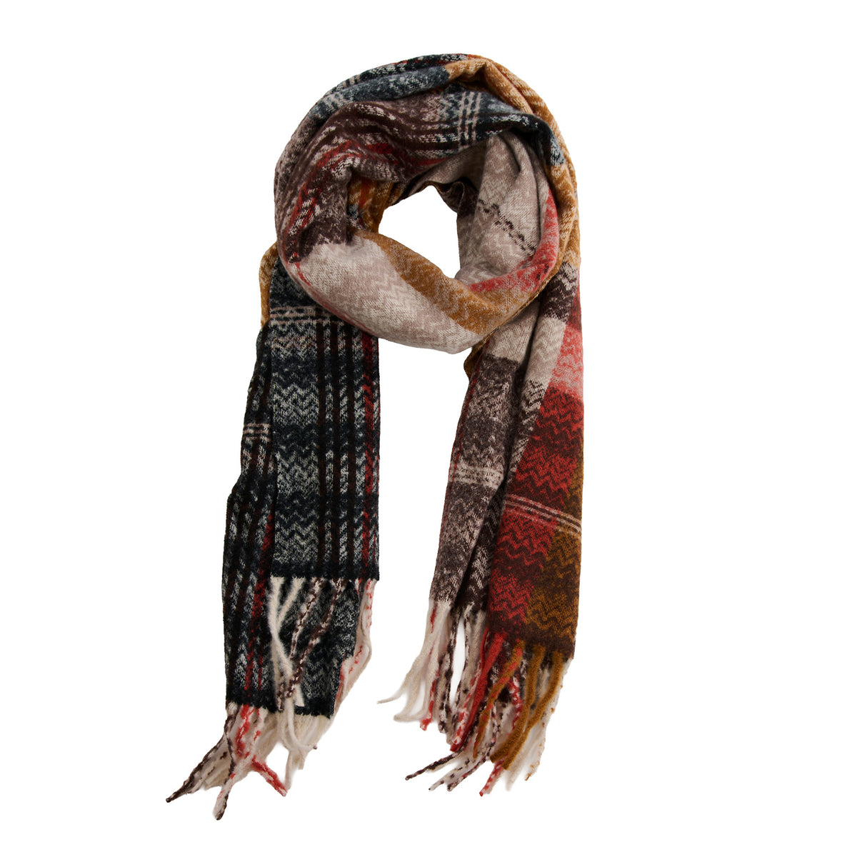Plaid Scarf Fringe Tartan Brushed Acrylic Callen Wrap