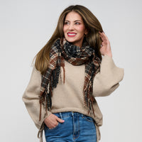 Plaid Scarf Classic Fringe Brushed Acrylic Rory Wrap