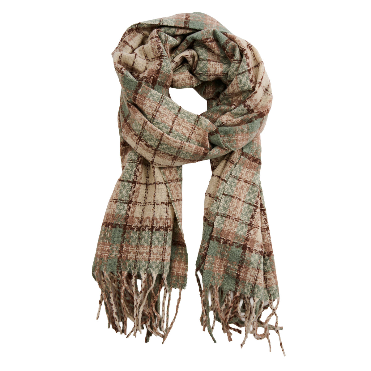 Plaid Scarf Classic Fringe Brushed Acrylic Rory Wrap