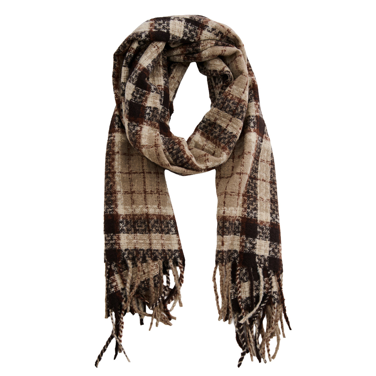 Plaid Scarf Classic Fringe Brushed Acrylic Rory Wrap