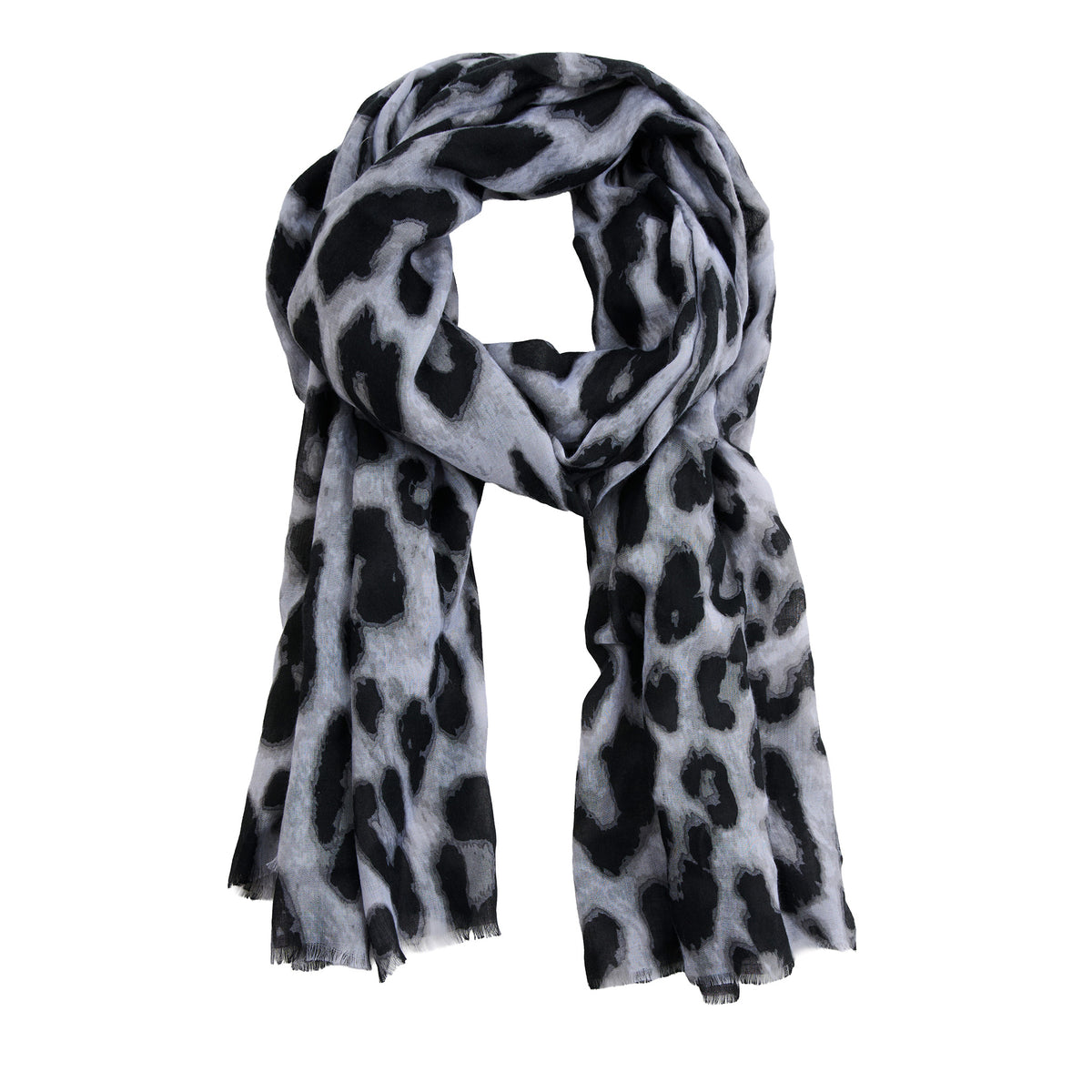 Leopard Print Scarf Lightweight Raw Edge Arden Wrap