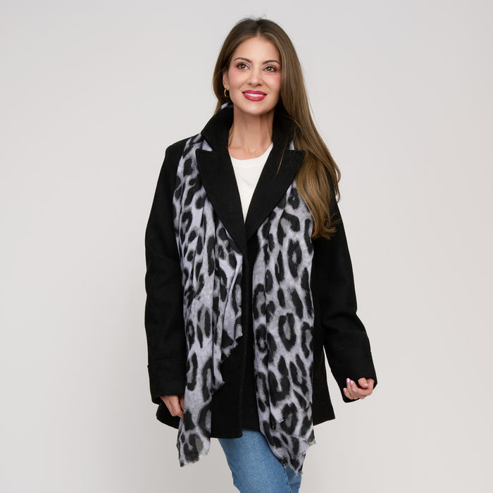 Leopard Print Scarf Lightweight Raw Edge Arden Wrap