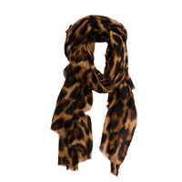 Leopard Print Scarf Lightweight Raw Edge Arden Wrap