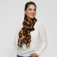 Leopard Print Scarf Lightweight Raw Edge Arden Wrap