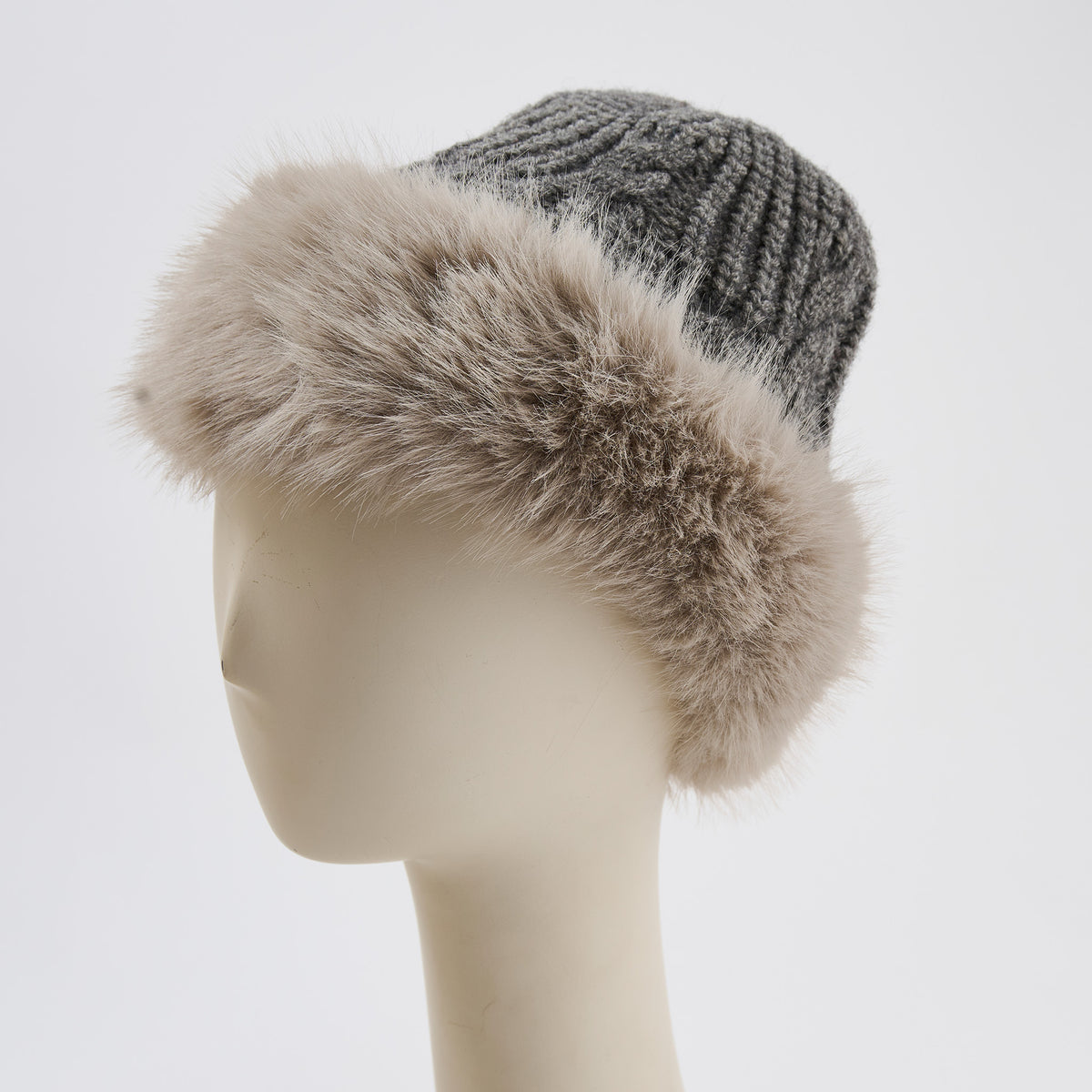 Winter Hat Cable Knit Beanie Faux Fur Fleece Lined Wyatt