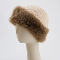 Winter Hat Cable Knit Beanie Faux Fur Fleece Lined Wyatt