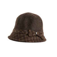 Plaid Cloche Hat Bow Rhinestone Calista Hat