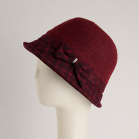 Plaid Cloche Hat Bow Rhinestone Calista Hat