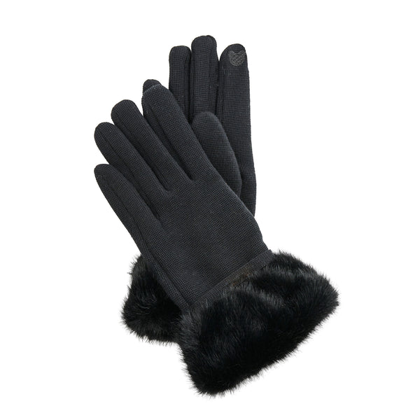 Winter Gloves Knit Faux Fur Trim Touchscreen Jemme Gloves