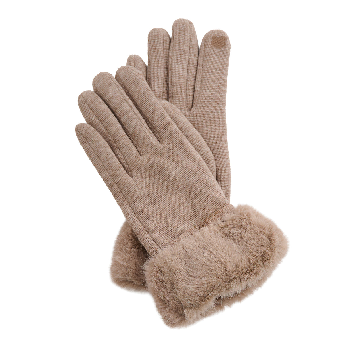 Winter Gloves Knit Faux Fur Trim Touchscreen Jemme Gloves
