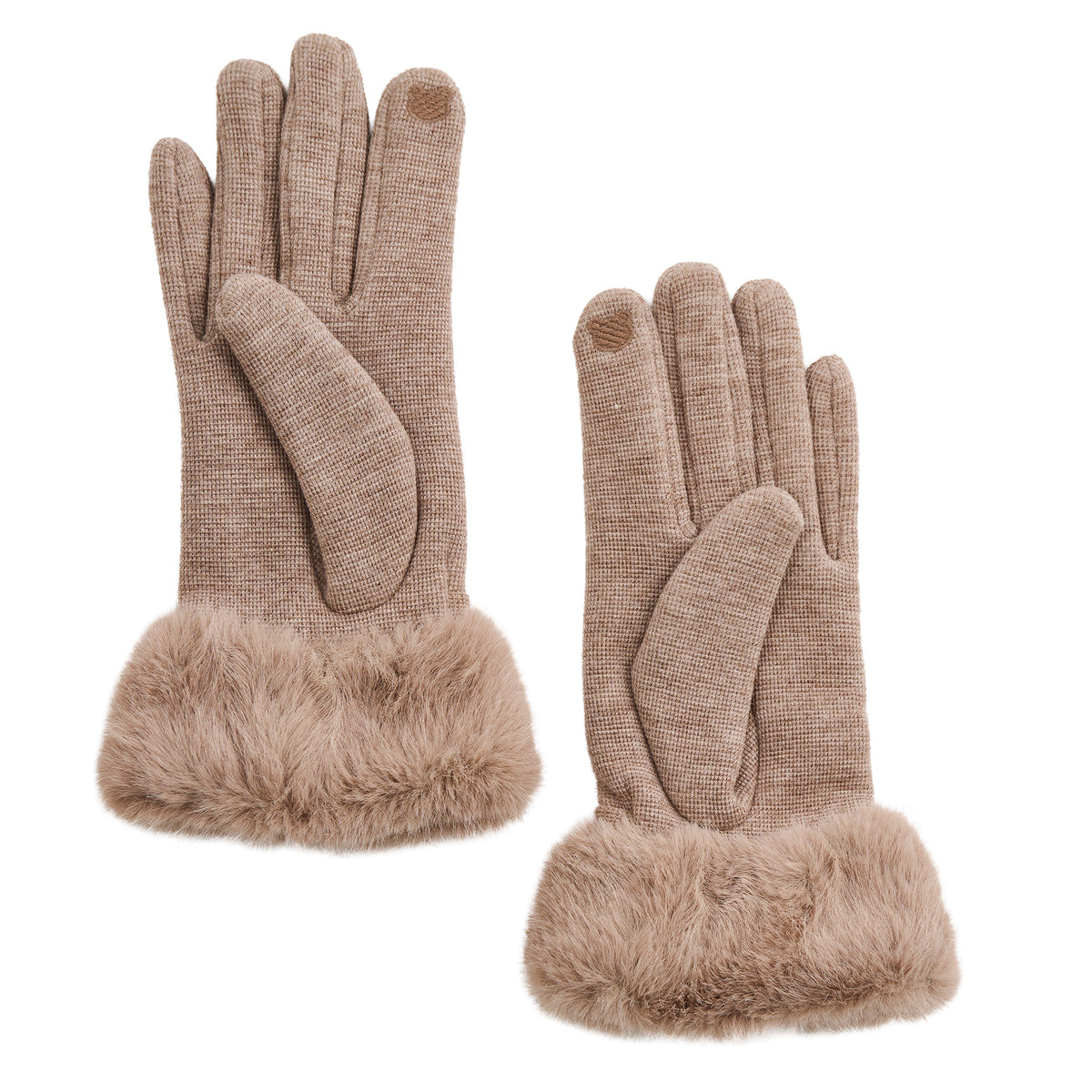 Winter Gloves Knit Faux Fur Trim Touchscreen Jemme Gloves