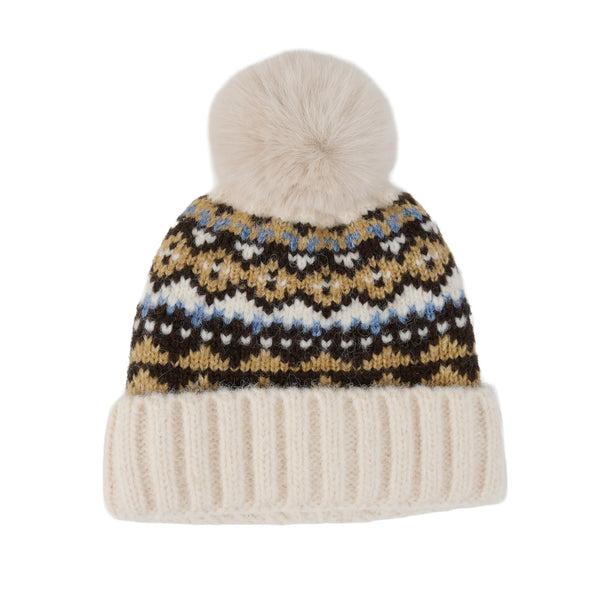 Winter Hat Pom Beanie Fair Isle Aspen Sweater Knit