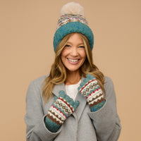 Winter Hat Pom Beanie Fair Isle Aspen Sweater Knit