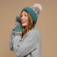 Winter Hat Pom Beanie Fair Isle Aspen Sweater Knit