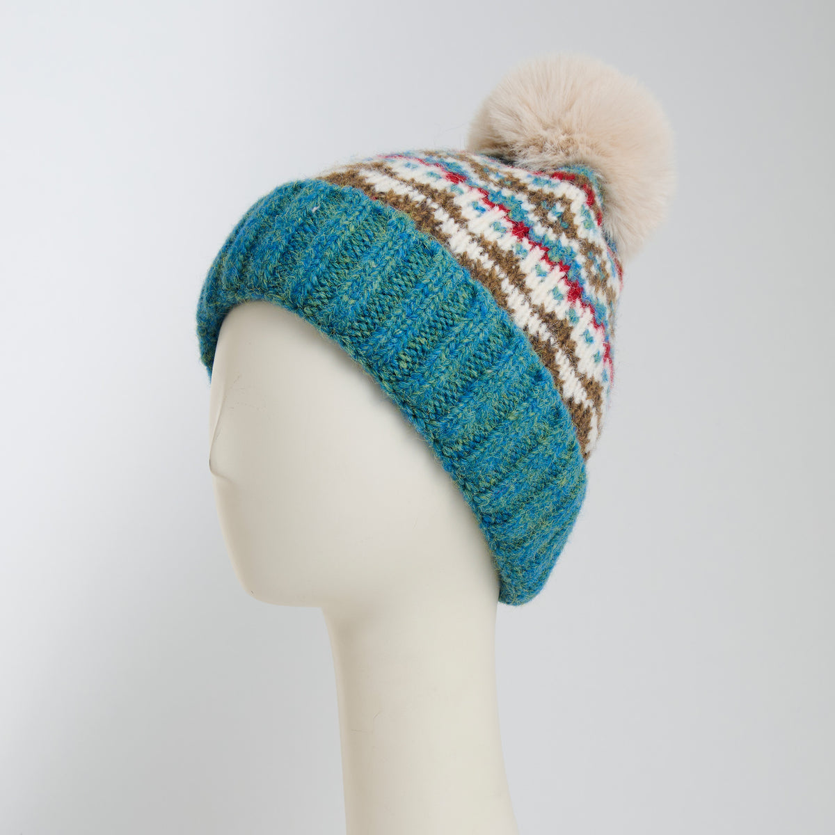Winter Hat Pom Beanie Fair Isle Aspen Sweater Knit