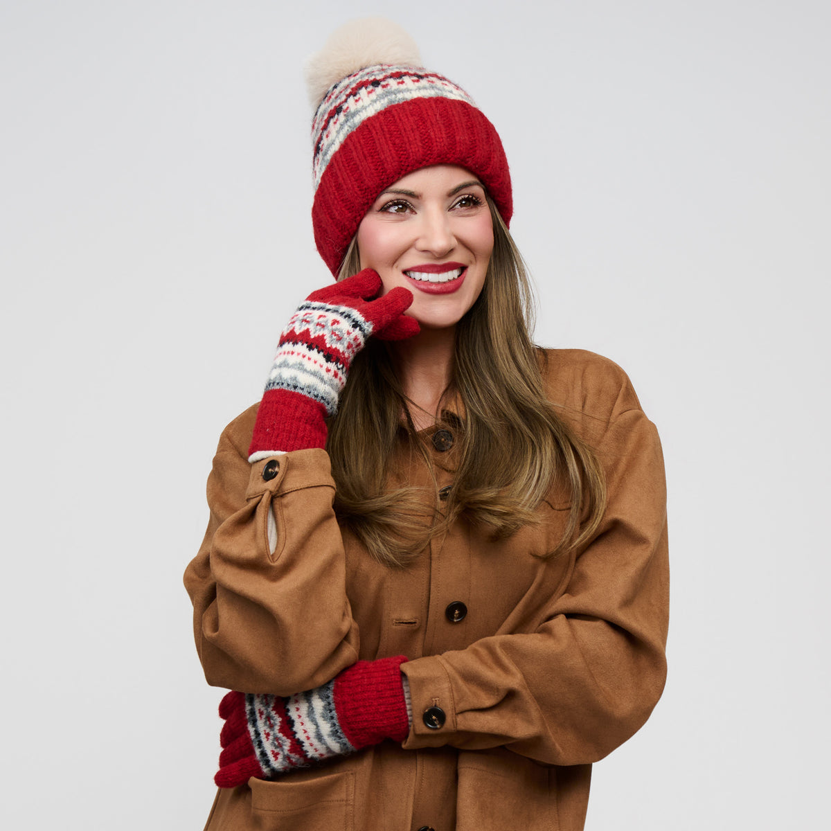 Winter Hat Pom Beanie Fair Isle Aspen Sweater Knit