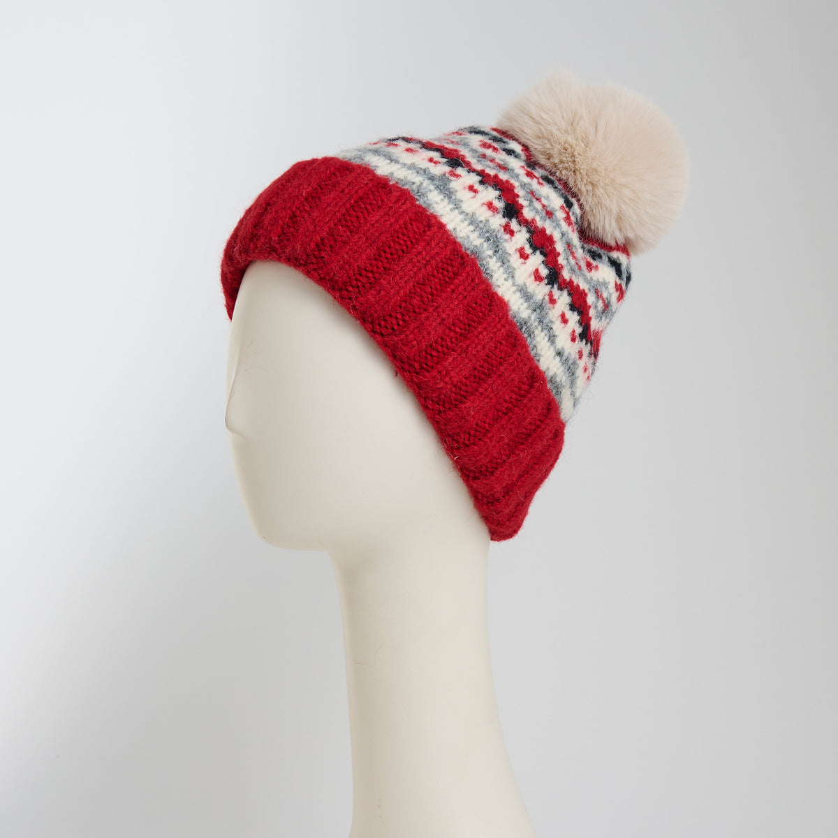 Winter Hat Pom Beanie Fair Isle Aspen Sweater Knit