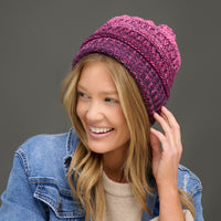 Winter Hat Crochet Knit Beanie Ombre Hadley