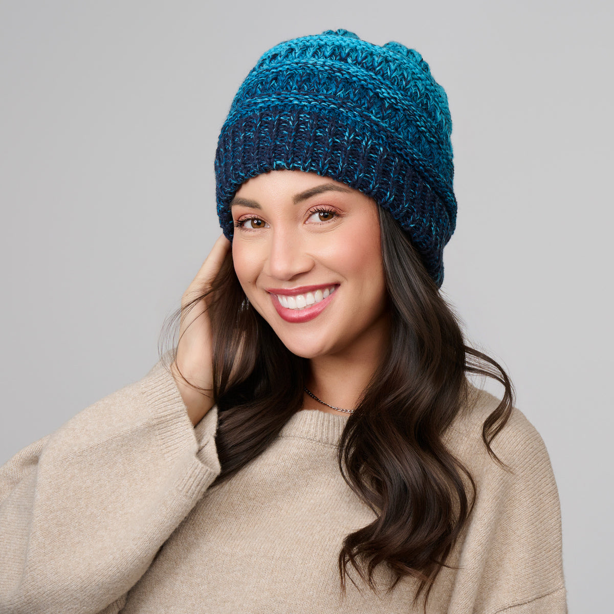 Winter Hat Crochet Knit Beanie Ombre Hadley