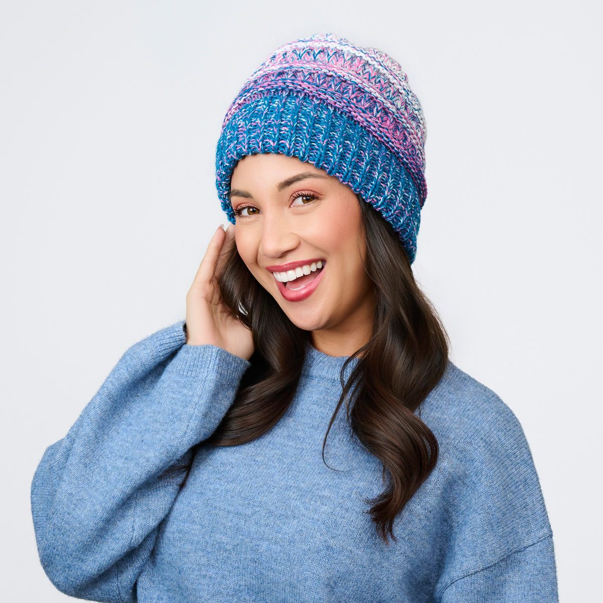 Winter Hat Crochet Knit Beanie Ombre Hadley
