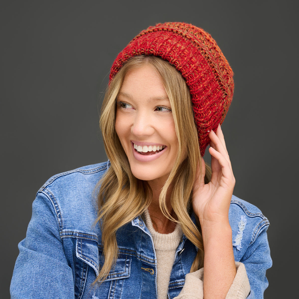 Winter Hat Crochet Knit Beanie Ombre Hadley