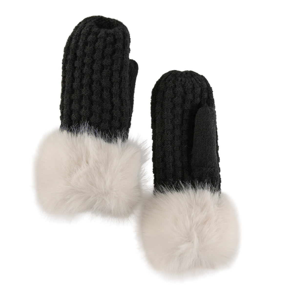 Winter Mittens Faux Fur Trim Natalie Knit Mittens