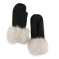 Winter Mittens Faux Fur Trim Natalie Knit Mittens
