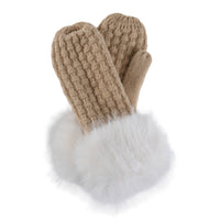 Winter Mittens Faux Fur Trim Natalie Knit Mittens
