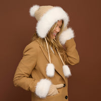 Winter Mittens Faux Fur Trim Natalie Knit Mittens