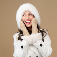 Winter Mittens Faux Fur Trim Natalie Knit Mittens