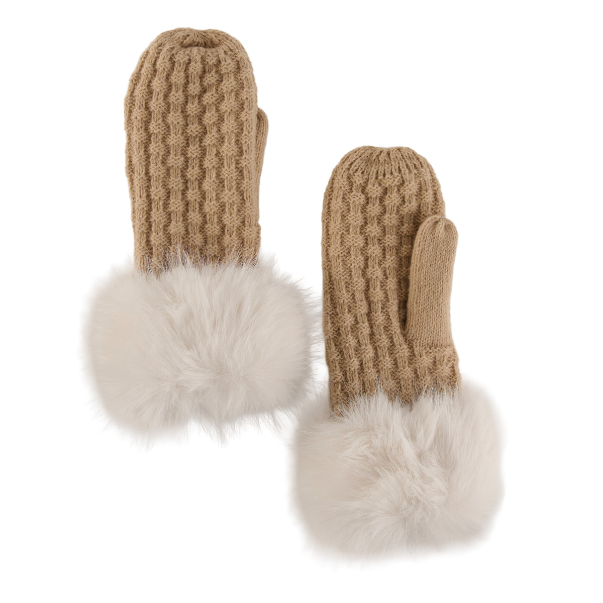 Winter Mittens Faux Fur Trim Natalie Knit Mittens