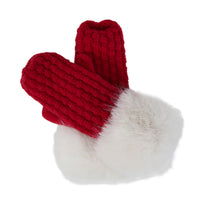 Winter Mittens Faux Fur Trim Natalie Knit Mittens