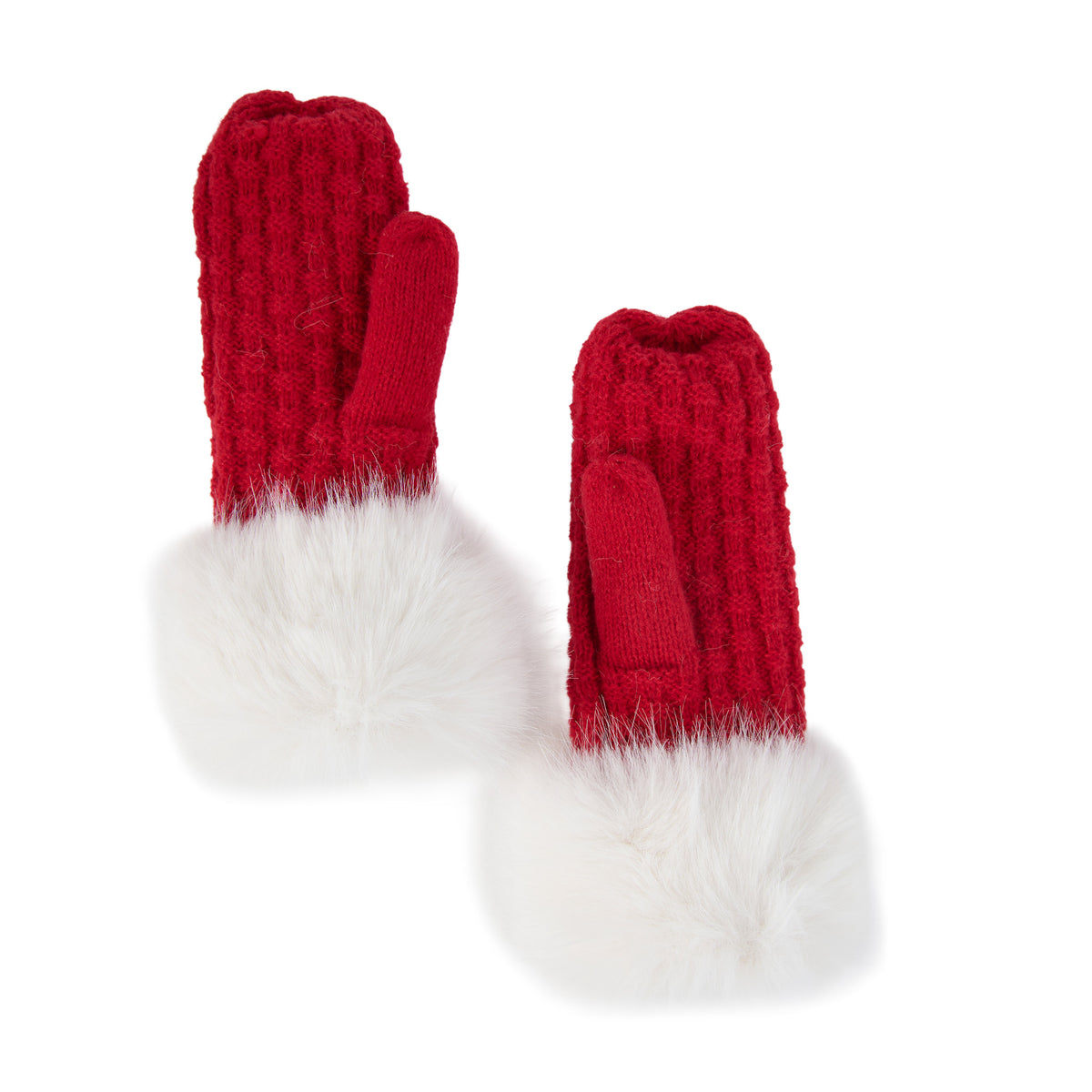 Winter Mittens Faux Fur Trim Natalie Knit Mittens
