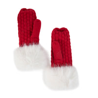 Winter Mittens Faux Fur Trim Natalie Knit Mittens