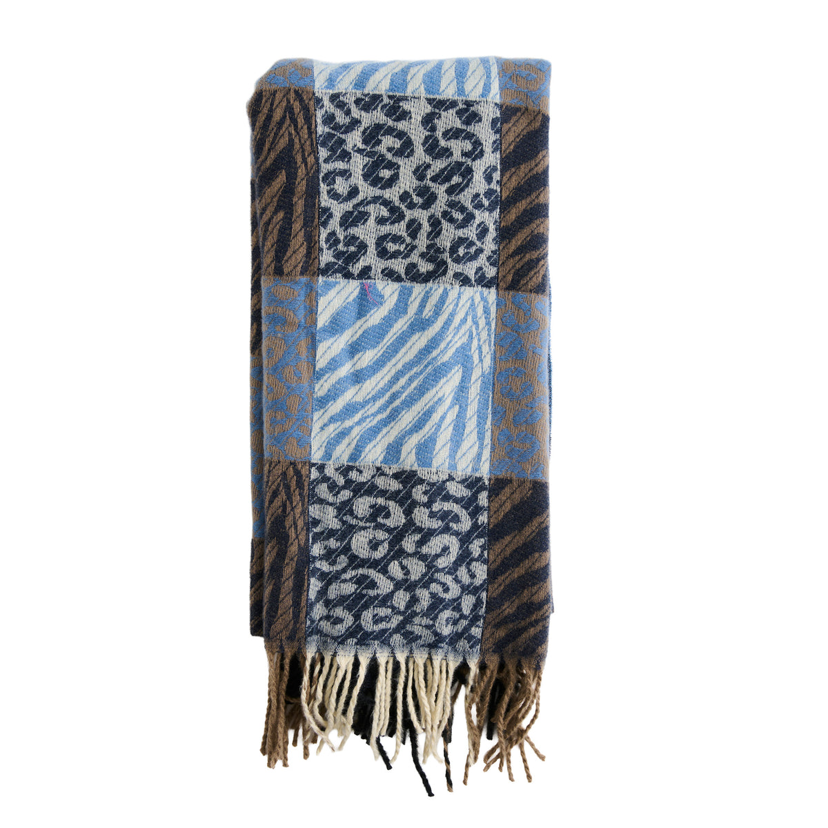 Animal Print Scarf Plaid Fringe Leni