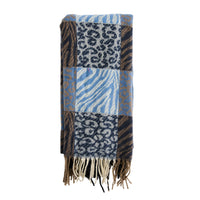 Animal Print Scarf Plaid Fringe Leni
