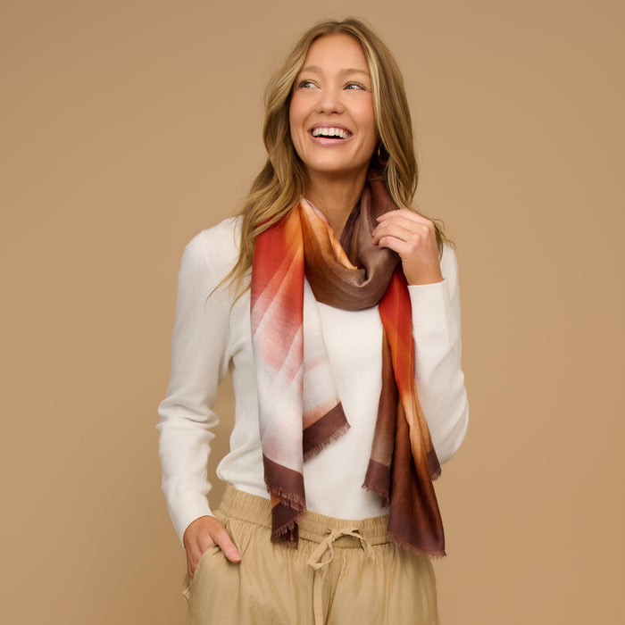 Ombre Scarf Fashion Lightweight Fringe Raw Edge Elison Wrap