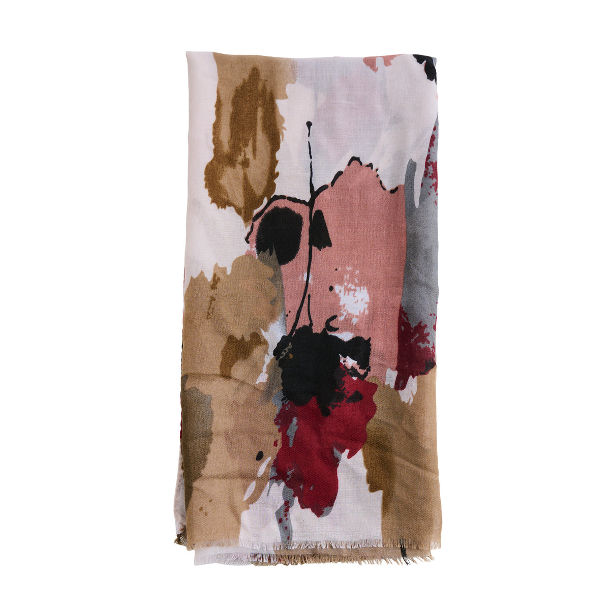 Floral Scarf Lightweight Raw Edge Laurel Wrap