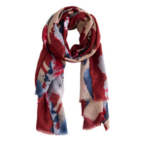 Floral Scarf Lightweight Raw Edge Laurel Wrap