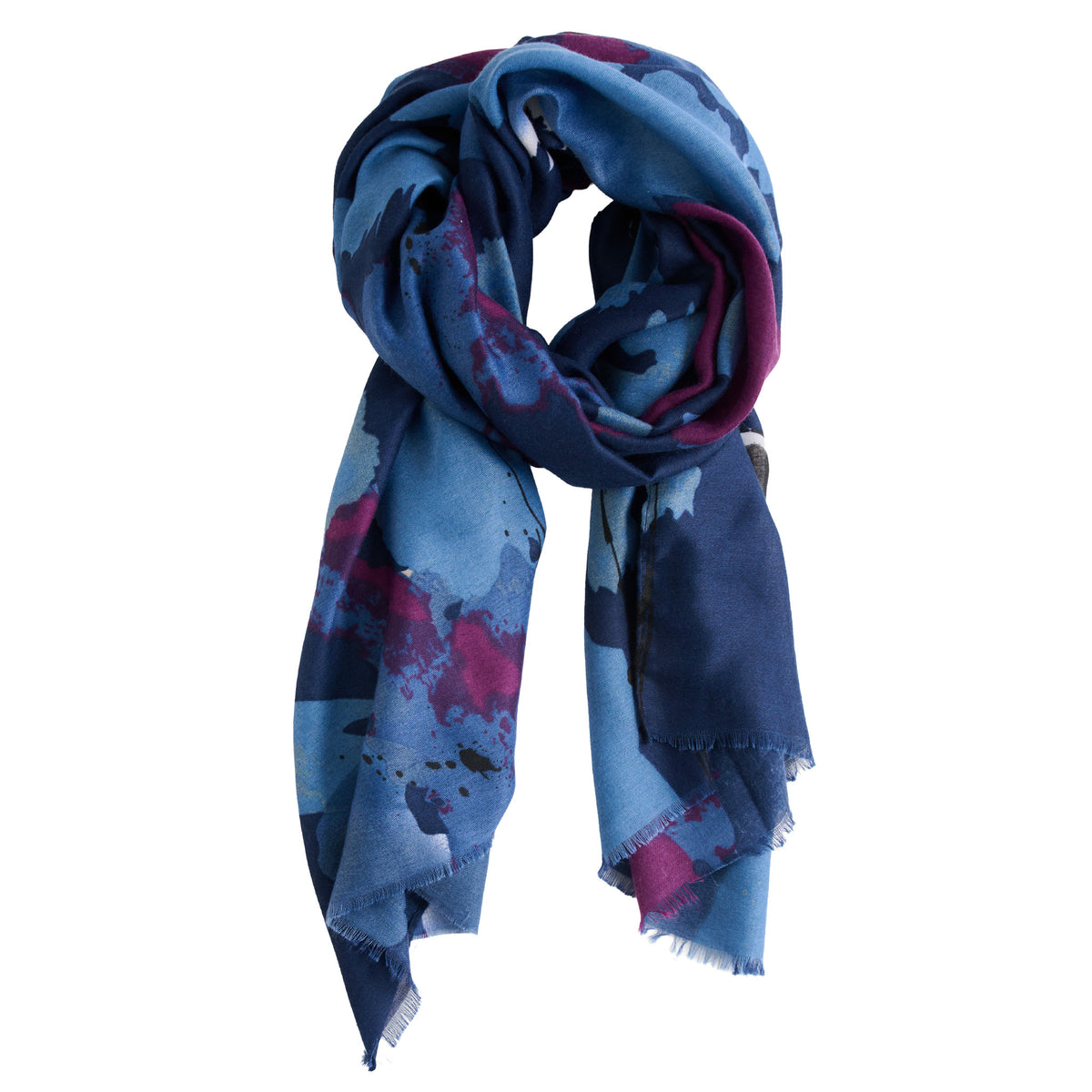 Floral Scarf Lightweight Raw Edge Laurel Wrap