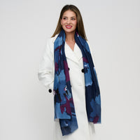 Floral Scarf Lightweight Raw Edge Laurel Wrap
