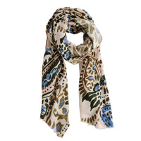 Abstract Scarf Vibrant Print Lightweight Raw Edge Jones Wrap