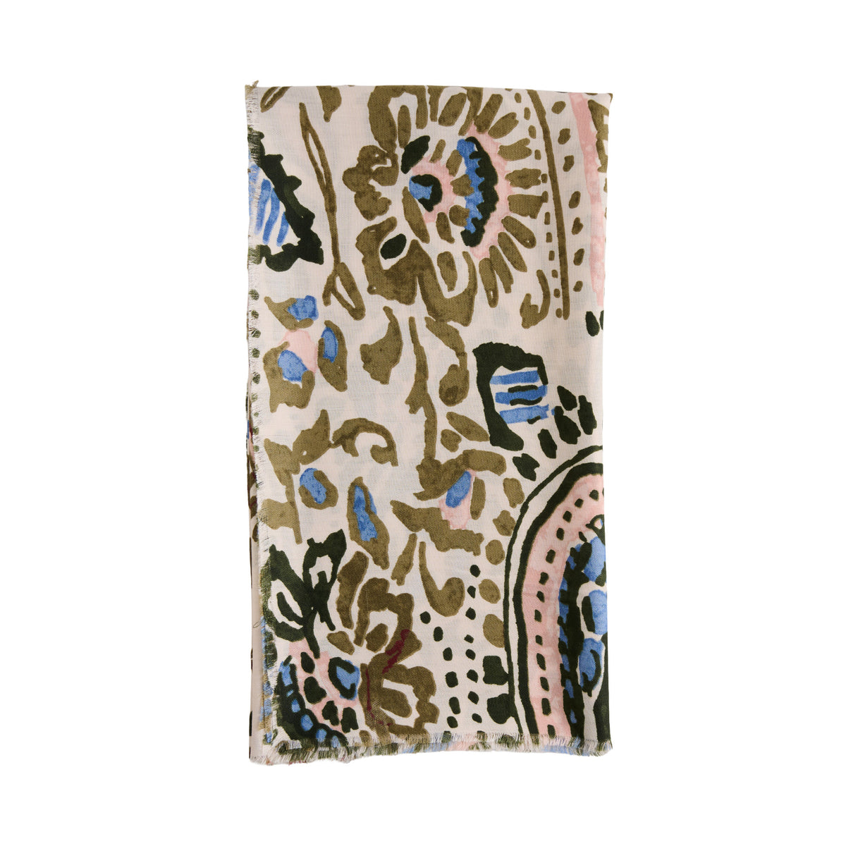Abstract Scarf Vibrant Print Lightweight Raw Edge Jones Wrap