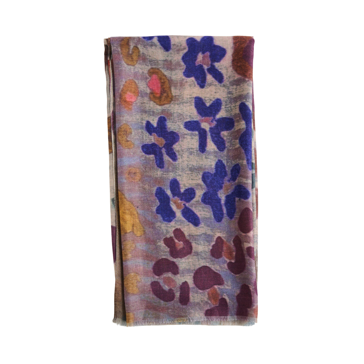 Abstract Scarf Vibrant Print Lightweight Raw Edge Jones Wrap
