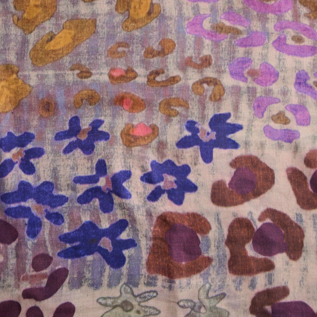 Abstract Scarf Vibrant Print Lightweight Raw Edge Jones Wrap