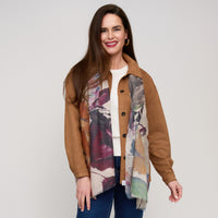 Abstract Scarf Vibrant Print Lightweight Raw Edge Jones Wrap
