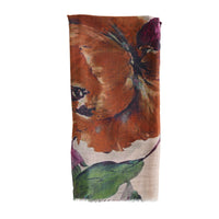 Abstract Scarf Vibrant Print Lightweight Raw Edge Jones Wrap