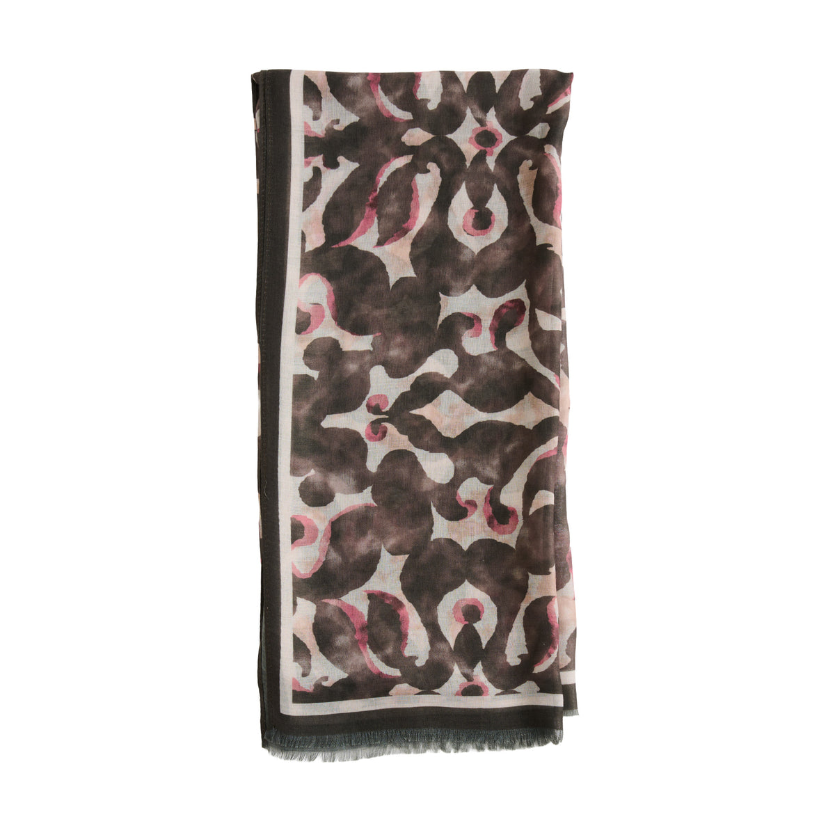 Abstract Scarf Vibrant Print Lightweight Raw Edge Jones Wrap