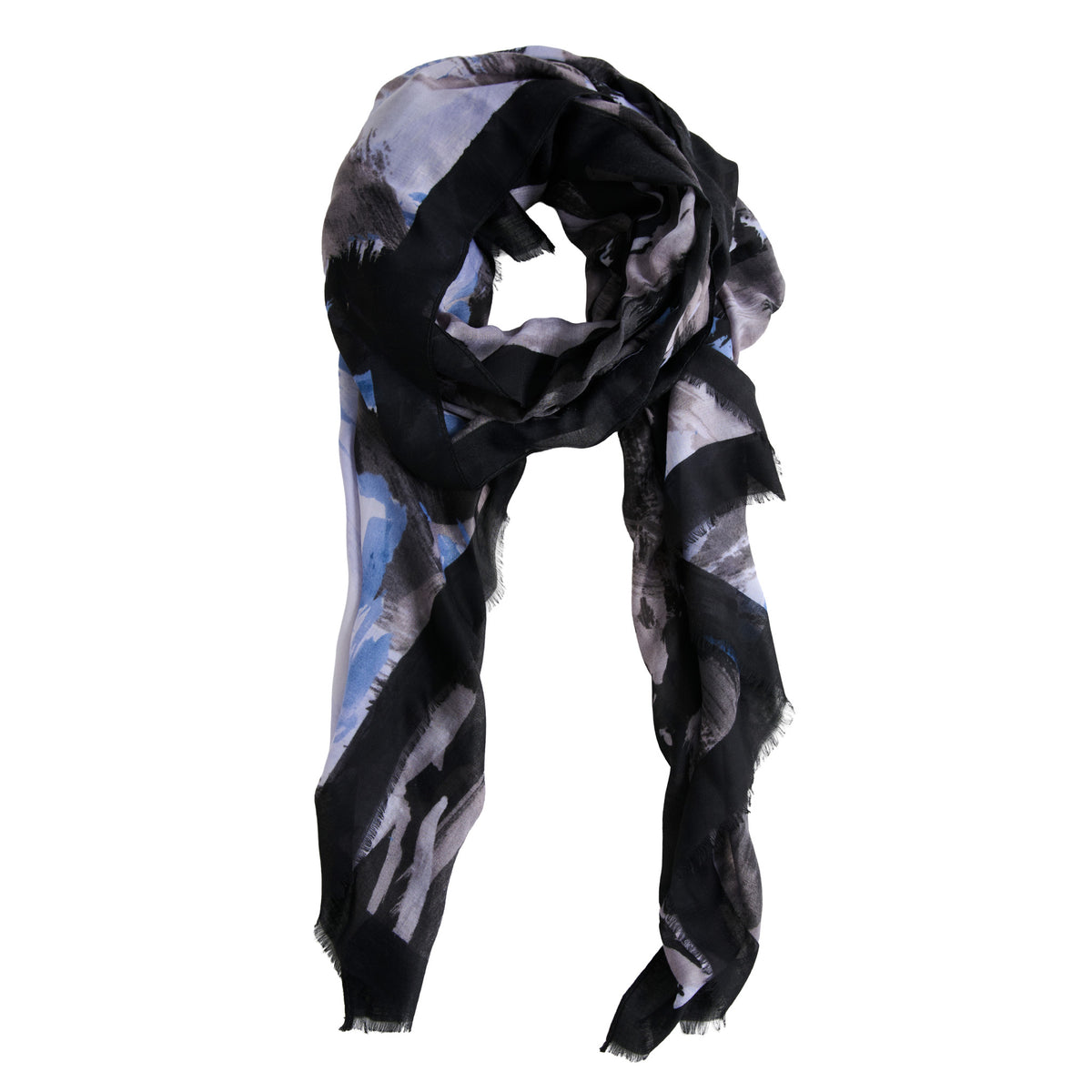Abstract Scarf Raw Edge Lightweight Raya Wrap